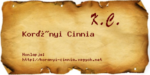 Korányi Cinnia névjegykártya